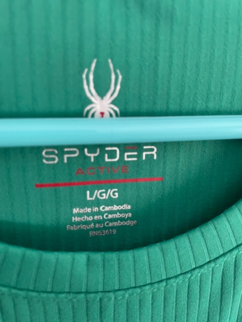 Spyder Active Ribbed Performance Tee Green Short Sleeve Large - Picture 4 of 4